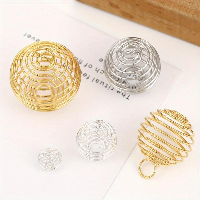 40 pezzi di ciondolo cavo in ferro con sfera a molla sospesa, ciondolo cavo a forma di lanterna con sfera a molla fai da te, accessori per gioielli con ciondolo per orecchini