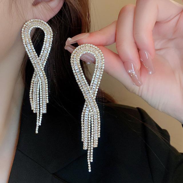 Módní Náušnice Dlouhé Náušnice Velké kamínky Velké Náušnice pro ženy Večerní Evropa Euorpe Náušnice s křišťálovým střapcem