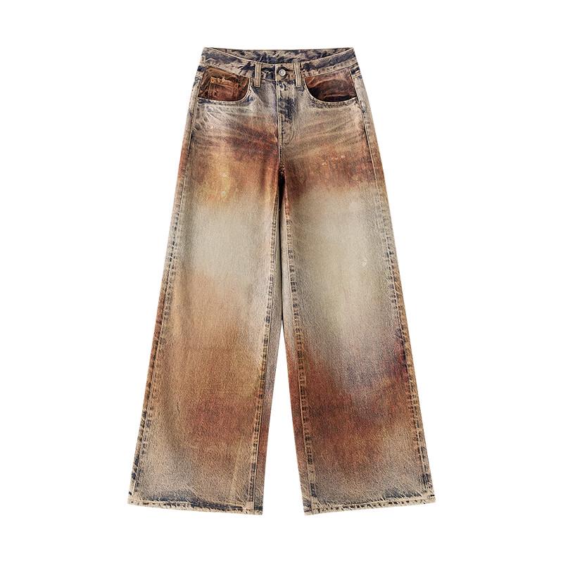 Chuyu Women's Printed Wide-Leg Denim Jeans