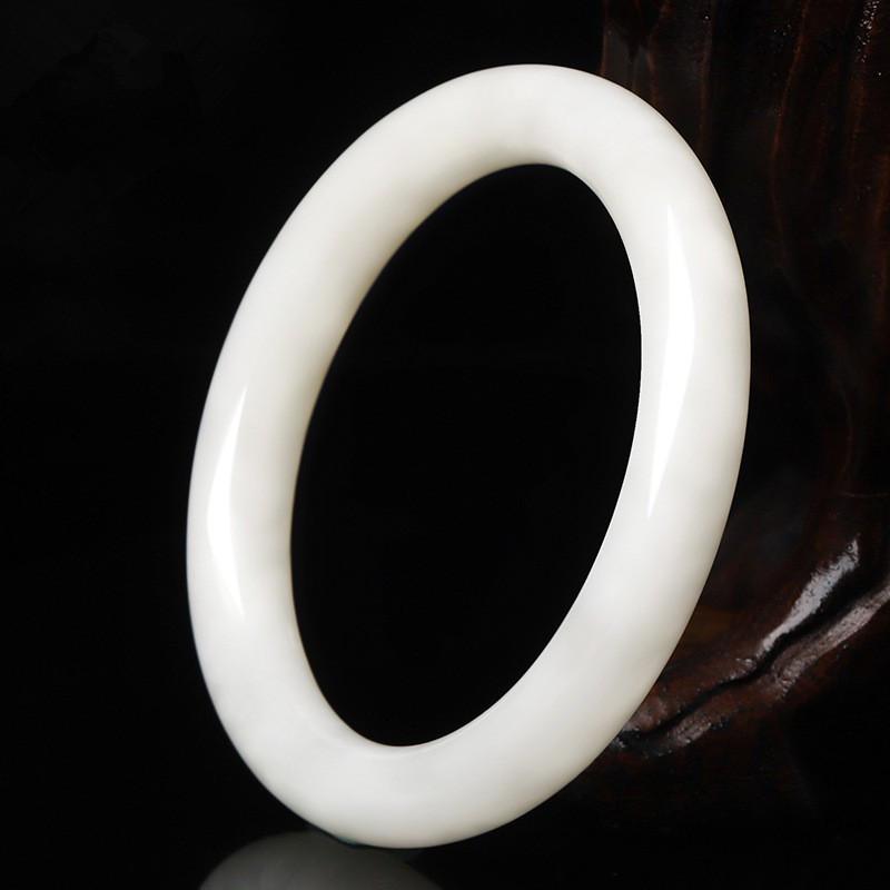 Bracciale Etnico in Giada Bianca Hetian Naturale - Pietra di Giada Qinghai Design Retrò