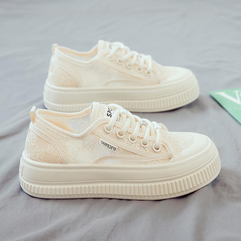 Summer New Lace Mesh Breathable Little White Shoes Women's Shoes Cloth Shoes Trendy Soft Sole Thin F