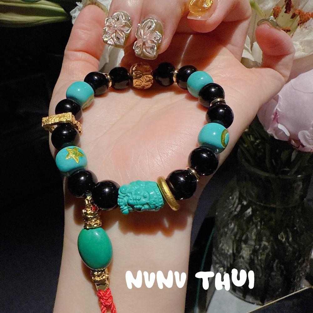 Браслет из древнего цветочного шелка, разноцветный виноградный камень, разноцветный флюорит, сплетение, новый китайский стиль, браслет с благословением из порошка руйи и кристаллов.