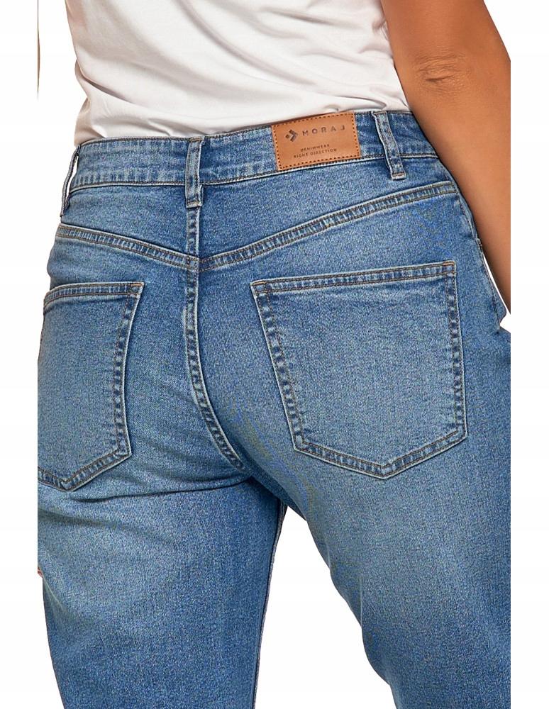 MORAJ Klasyczne wygodne jeansy damskie Mom Fit regularne Rozmiar 36 Niebieskie