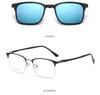 Magnetic Clip-On Sunglasses for Men - Polarized Dual-Use Myopia Half-Rim Frames for Indoor-Outdoor Driving