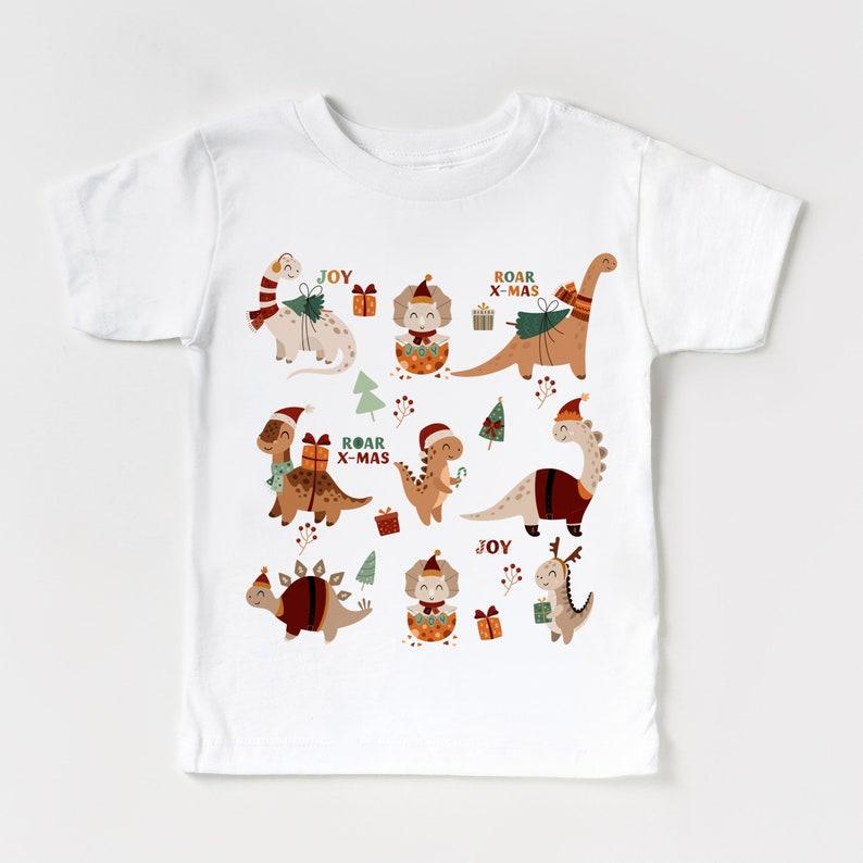 Dinosaurs Christmas kids t shirt, Santa Dino collageshirts, t rex dino christmas top, animals merry christmas shirts, holidays season tee 120