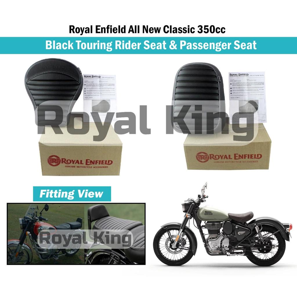 Royal Enfield "New Classic 350 Reborn Black Touring Rider & Passenger Seat"