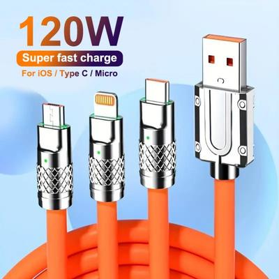 Cavo di ricarica 3in1 6A 120W retrattile USB Charge 2.4A ricarica rapida per XiaoMi HuaWei Samsung Cavo di ricarica portatile Micro Type-C