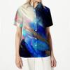Women's Casual Summer Beach Shirt Short Sleeve Textured Print Button Down Shirt Lightweight Loose Fit Blouse for Outdoor Wear