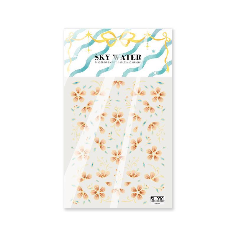 SKY Cloisonné Enamel Nail Stickers: 2026 Embossed Hot Stamping, Chinese Floral Pattern
