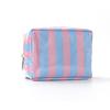 Portable PVC Striped Makeup Bag Mini Cosmetic Pouch Cute Toiletry Bag  Daily Use