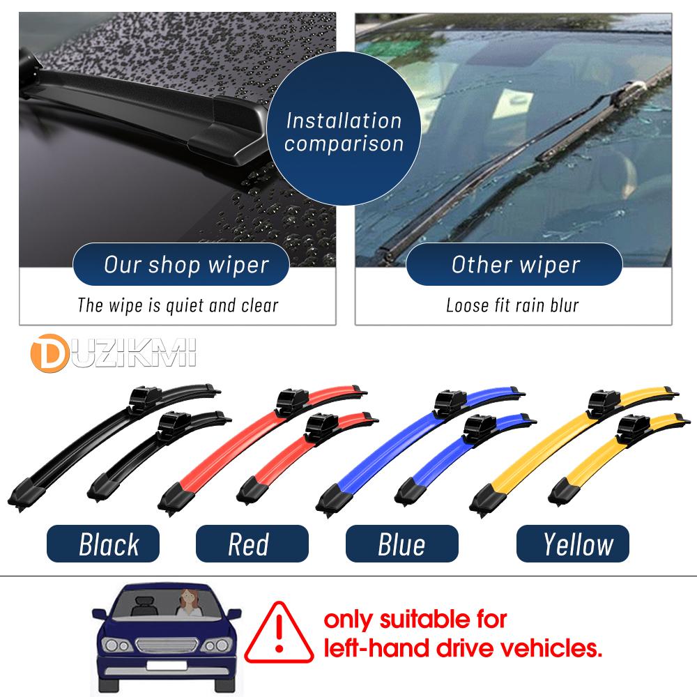 For Mini Convertible R52 R57 F57 2004-2019 2013 2014 2015 2016 2017 2018 2pcs Front Windshield Windscreen Wiper Blades Red Blue