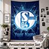 Wall Hanging Tapestry With Custom Name & Text, Schalke 04 FC Decorative Tapestry For Bedroom