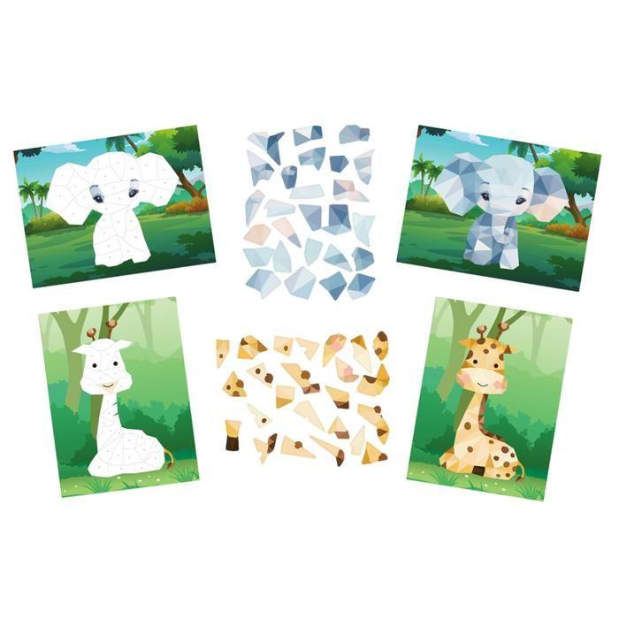 Kit tableaux stickers - Multicolore - Éléphant et Girafe - 2 pièces - A5 (14,8 x 21 cm) - Pour enfants