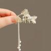 Women Hair Claw Zinc Alloy Personalized Stylish Clip with Tassel Ladies Headwear Decoration Wedding Face Washing Clamp