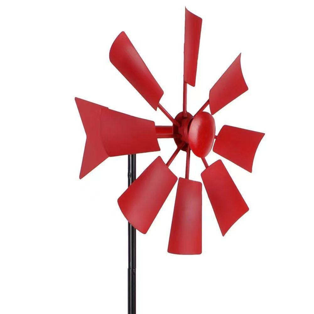 High Quality 24*73Cm Wrought Iron Metal Rotating Windmill 8 Colors Metal Wind Spinner Lawn Pinwheel Decor Supplies