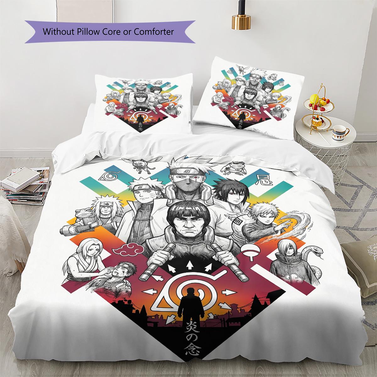

Naruto Pillowcase & Duvet Cover Set for Home Decor Birthday Gift (1 * duvet cover + 2 * pillowcase, without core) 135x200cm