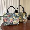 Borsa a mano tote retrò stile dipinto a olio floreale portatile con custodia per contenitore per il pranzo grande capacità borsa da esterno