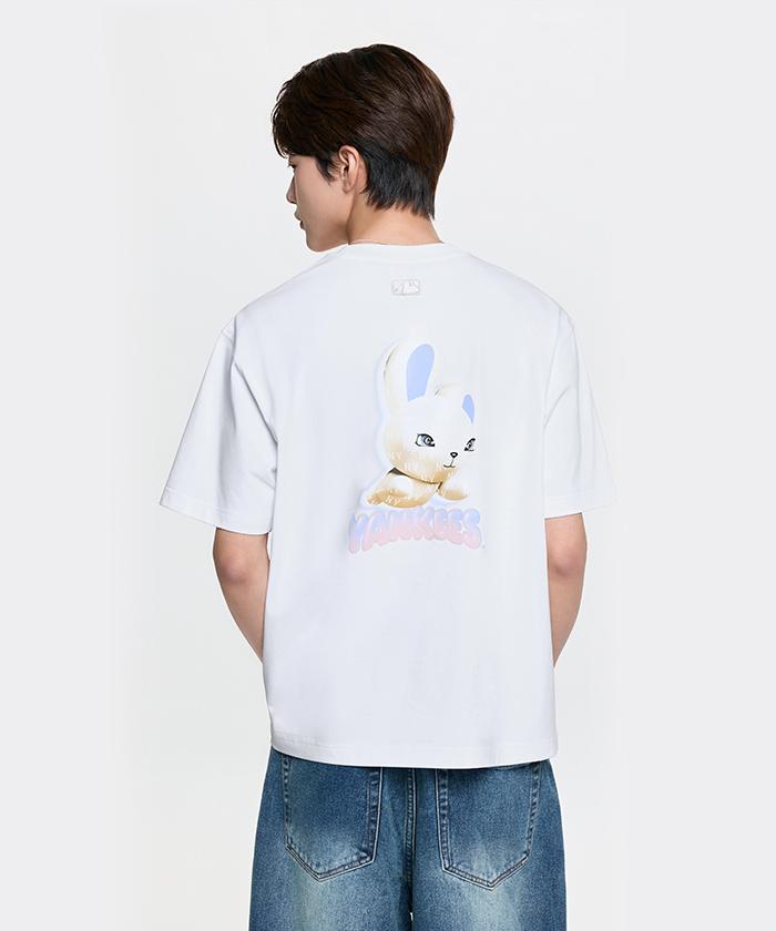 Emelbi Bunny Back Graphic Oversized Short Sleeve T-Shirt Ny (White)