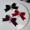 Velvets Heart Bowknot Pin for Autumn and Winter Wardrobe Vintage Bows Tie Collar Flower Women Neckline Accessories