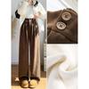 Plus Velvet Chenille Wide-leg Pants Women's Autumn and Winter High-waist Drape Straight Narrow Version of The Small Suit Pants