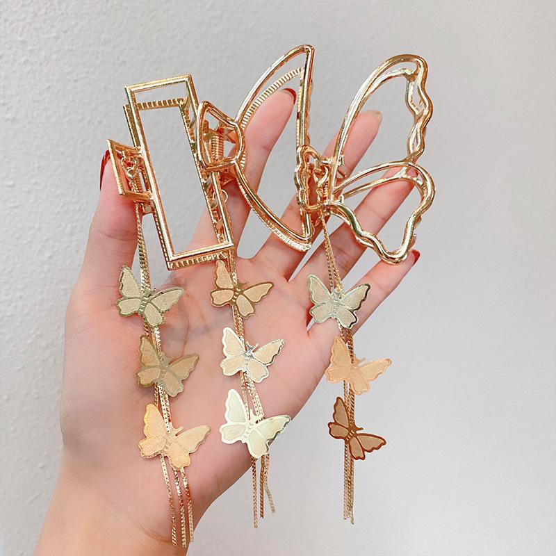 Buy Ins fashion butterflies pendant Hair Claw Clips With Chain Tassel