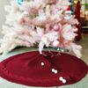 AB34-Large Round Base 48 Inch Christmas Tree Skirt, Xmas Tree Skirts Decoration For 6-8FT Xmas Tree Red