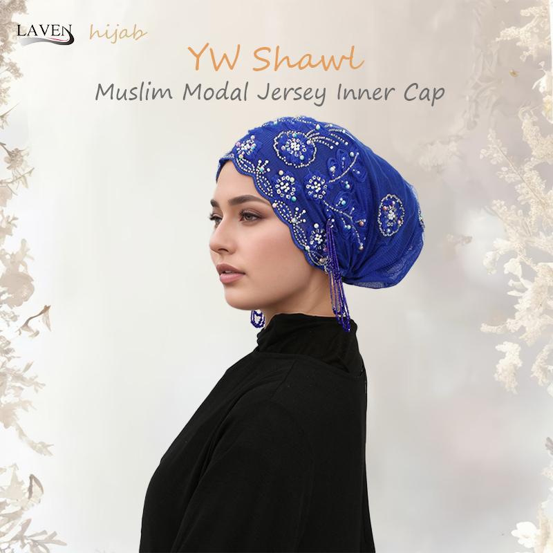 Muslim Inner Cap With Rhinestone Beading Muslim Lace Hijab Inner Caps Underscarf Bonnet Female Headscarf Turban Mujer Headwrap