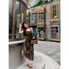 Retro Style Plaid Suspender Dress Spice Girl Summer Slim Fit Waist Temperament Long Dress V-neck Vacation Style Dress