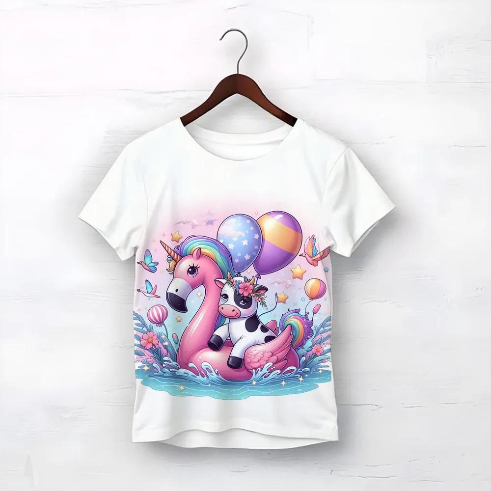 Vysoce kvalitní tričko Smile Unicorn Růžová trička pro dívky Léto 2025 Dětské oblečení Nejlepší dárek k narozeninám pro miminko Dětské topy