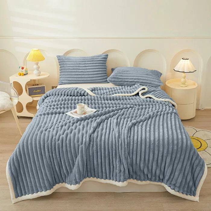 

Однотонные пушистые одеяла Утолщенное одеяло в широкую полоску Мягкое теплое покрывало для дивана, кровати, простыня Крупное одеяло для сна Домашний декор для спальни 70x100cm 1pcs