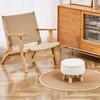 Velvet Round Ottoman with Wood Legs - Multifunctional Footrest, Stool & Table for Living Room. Space-Saving!