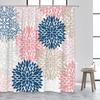 Purple Flowers Shower Curtain Abstract Chrysanthemum Gray Background Autumn Plant Fabric Bathroom Decor Curtains Sets with Hooks
