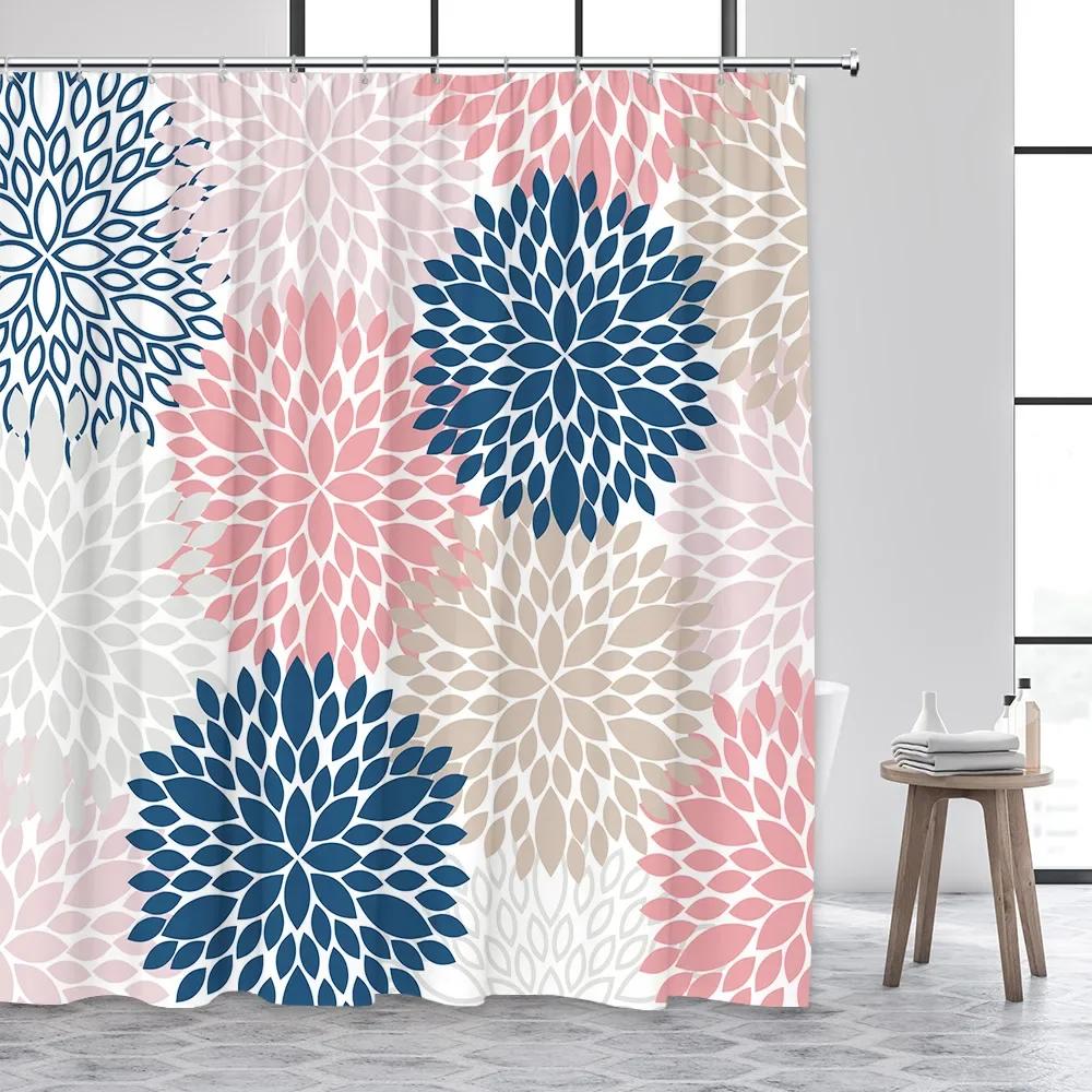 

Purple Flowers Shower Curtain Abstract Chrysanthemum Gray Background Autumn Plant Fabric Bathroom Decor Curtains Sets with Hooks 90x180cm-35x70in