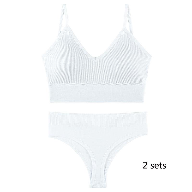 Underwear Set Lingerie Female Sexy Halter Beauty Tank Top Thin Section French Triangle Cup Without Steel Ring Gathered Bra Set