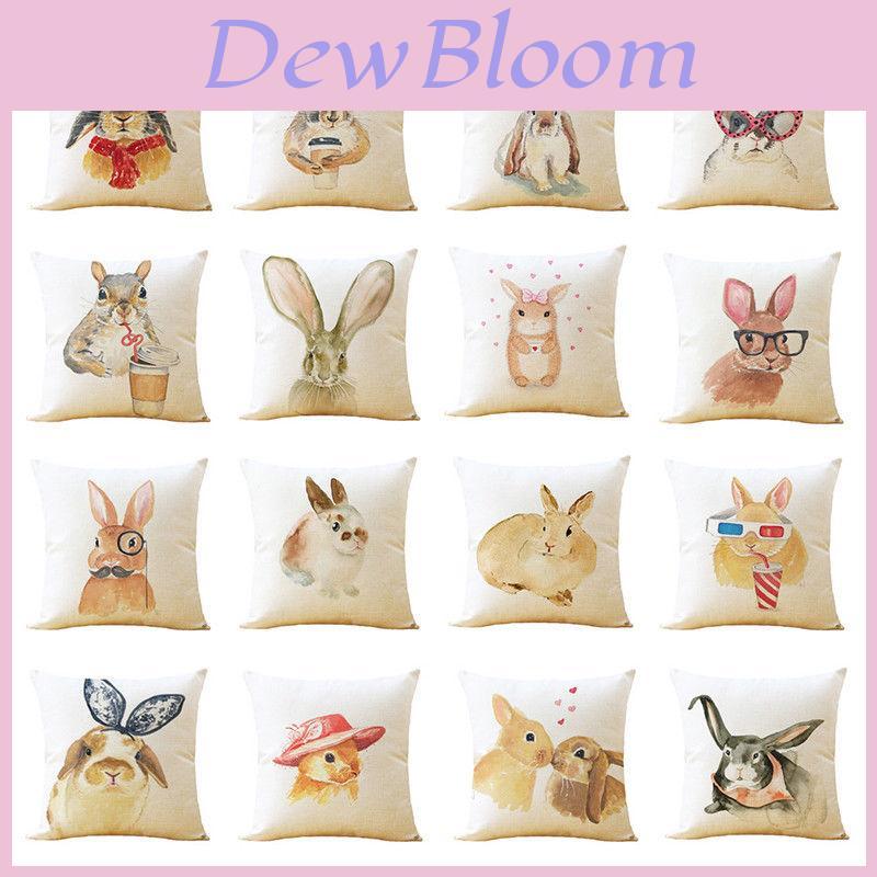 Adorable Rabbit Pillowcase Sofa Throw Pillows Cover With Animal Print For Cozy Home Decor