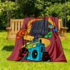 1pc Music Microphone Vibes Outdoor Blanket Lightweight Flannel, All-Season Use for Sofa, Bed, Travel, Camping, Living Room, Office001
