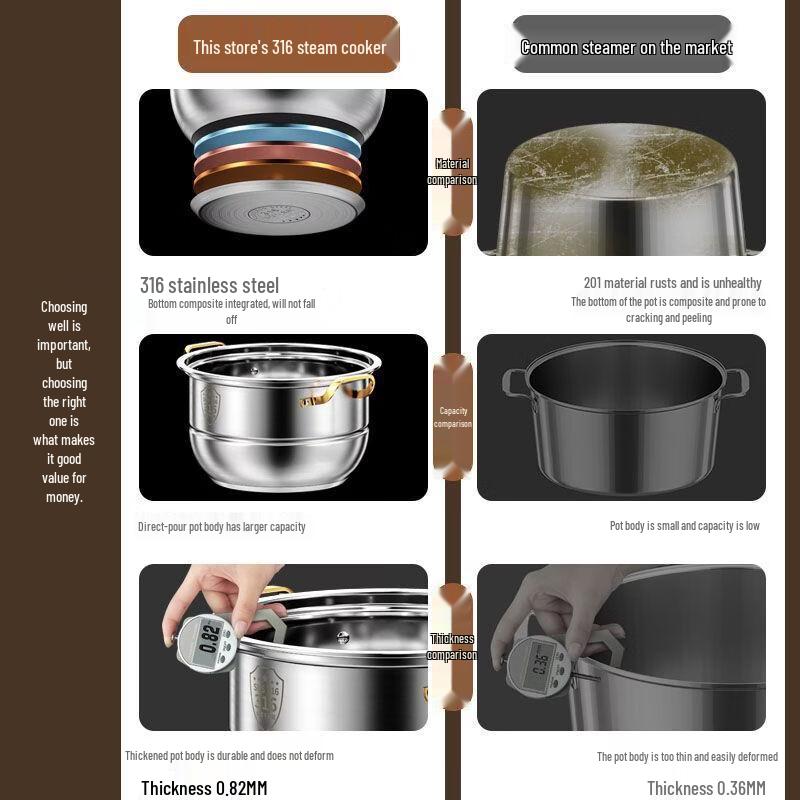 Zhi Shi Thickened Stainless Steel Steamer
