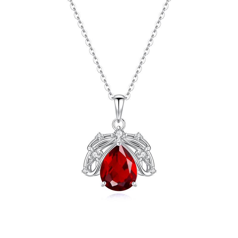 Natural crystal stone firefly pendant whole body s925 sterling silver necklace women's high-end ice flower cut colorful treasure pendant daily gift