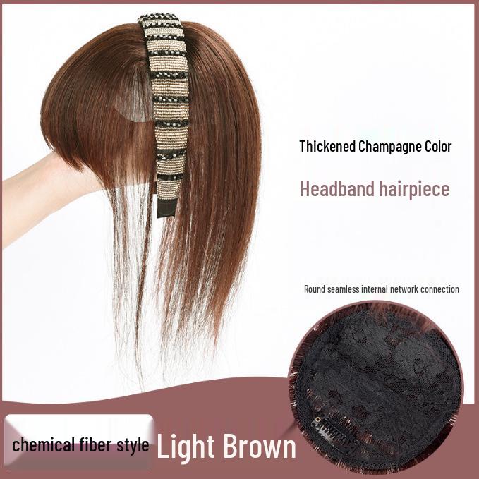 Damen-Haarreif mit Strasssteinen und lockigem Haar mit Pony - Volumensteigerndes Haarteil zum Kaschieren von weißem Haar