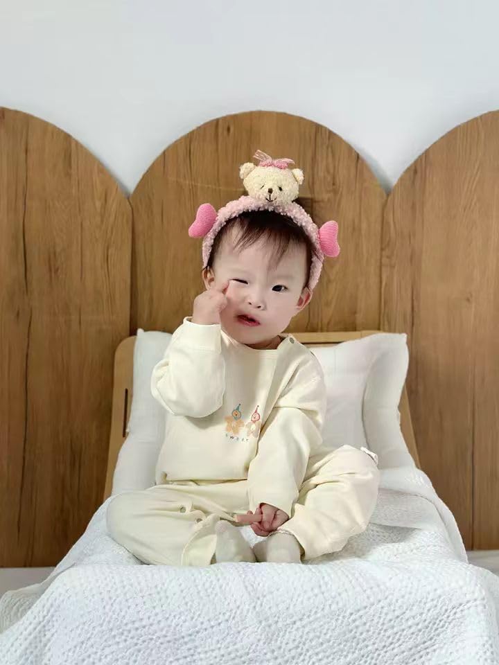 YIN OON Baby Clothes for Boys and Long Sleeve Outing Newborn Cute Bear Print Baby Baby Size 66 Open Girls, Fall/Winter, Romper/Coverall, Innerwear,