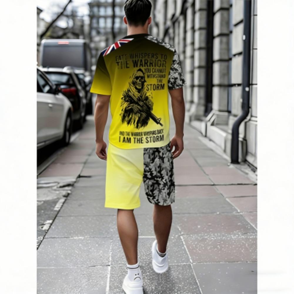 

Summer European Style Fun Camouflage Men s T-shirt and Shorts 2 Piece Set Summer Casual Outdoor Men s and Women s Outfit Set XXS