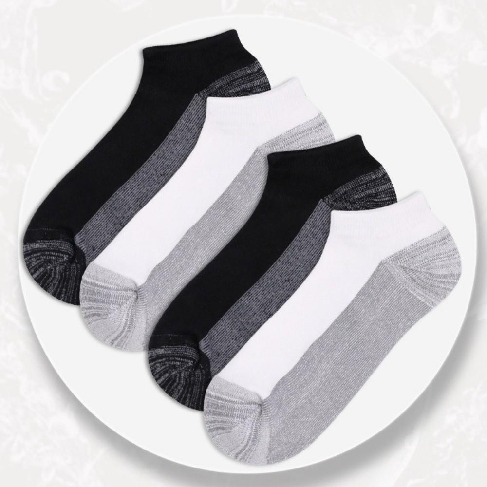 5Pair Breathable Work Socks with Anti-Friction Heel Design Towel Bottom Mesh Running Sock Double Solid Color