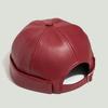 Leather Brimless Round Landlord Hat Solid Color Trendy Cap New Melon Skin Hat  Unisex