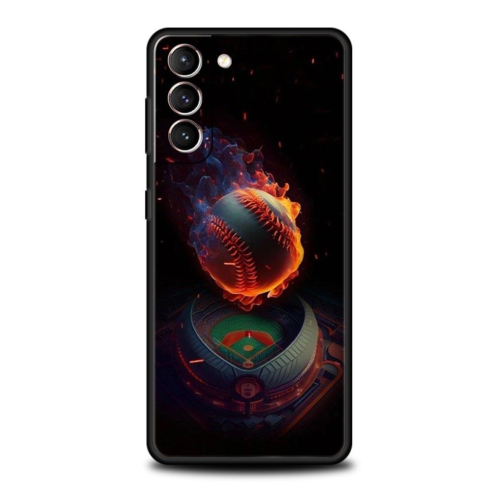 Soft TPU Phone Case For Samsung Galaxy S25 S24 S23 S22 S21 Ultra S20 FE 5G S10 S10E Plus Baseball Black Cover