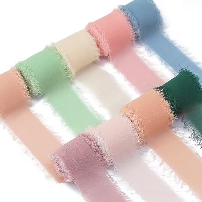 1" x 27 Yards Handgefertigtes Chiffon-Seidenband mit ausgefranstem Rand, 9 Rollen Set für Geschenkverpackung, Brautsträuße, Partydekoration, DIY-Bastelarbeiten