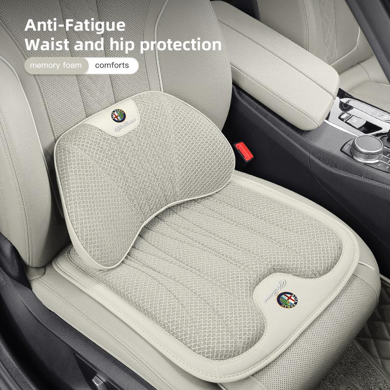 Ice Silk Car Seat Covers Auto Headrest Neck Pillow Lumbar Support For Alfa Romeo Giulietta Mito 159 Giulia Stelvio 156 147 Tonal