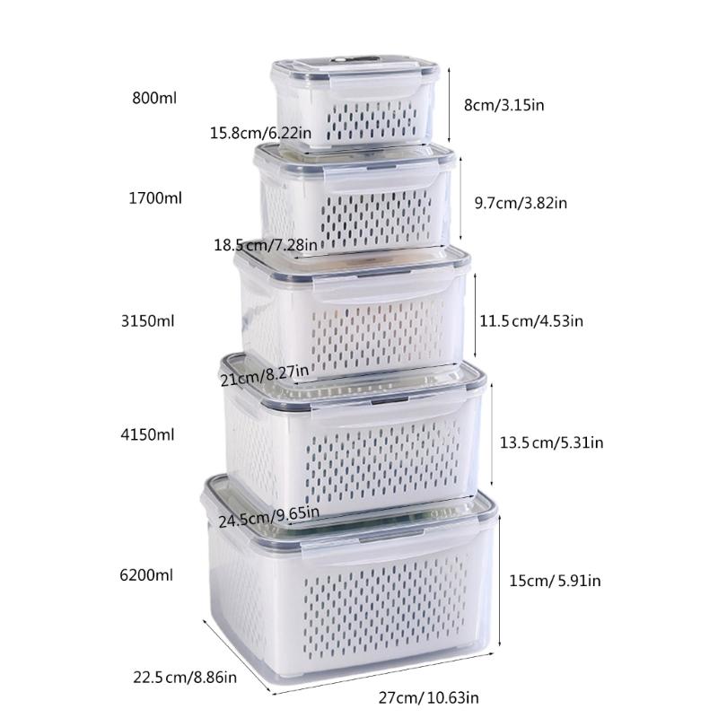 Multipurpose Food Storage Container with Removable Colander Accessory for Easy Draining and Long Time Use Preservation