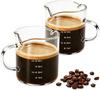 Espresso Cups Set of 2,4 OZ Double Spouts Cups, Shot Glasses, Measuring Cup with Scale Milk Cup with Handle, Clear Glass, Espresso Accessories