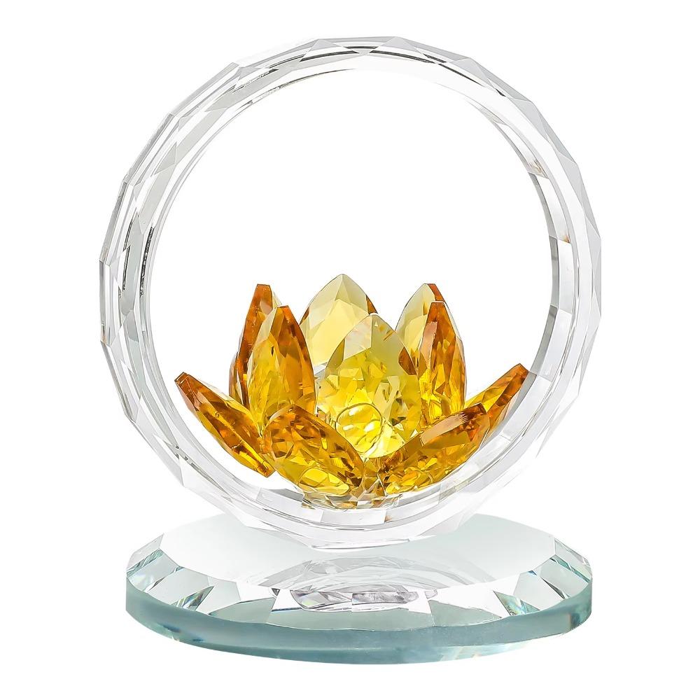Reflection Effect Lotus Flower Figurine Stable Base Clear Lotus Flower Collectible  Home Decor