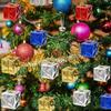 12 Pcs Christmas Shiny Mini Boxes Ornaments Miniature Gift Box Hanging Decorations for Christmas Birthday Wedding Holiday Party Favors